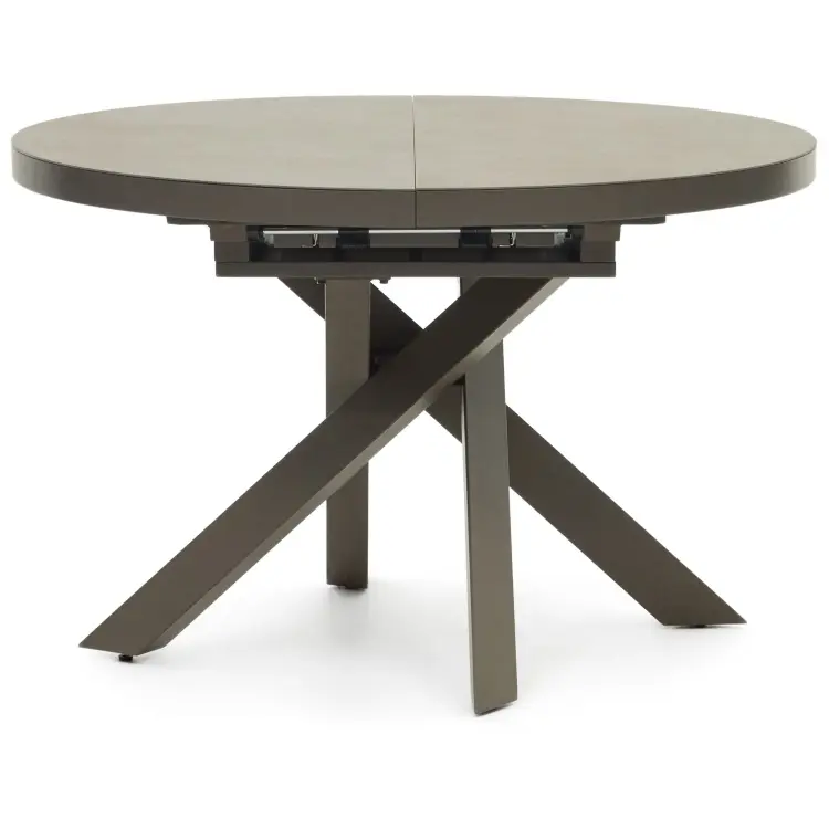 Vashti Круглый раздвижной стол из керамики и стали с коричневой отделкой Ø 120(160) см