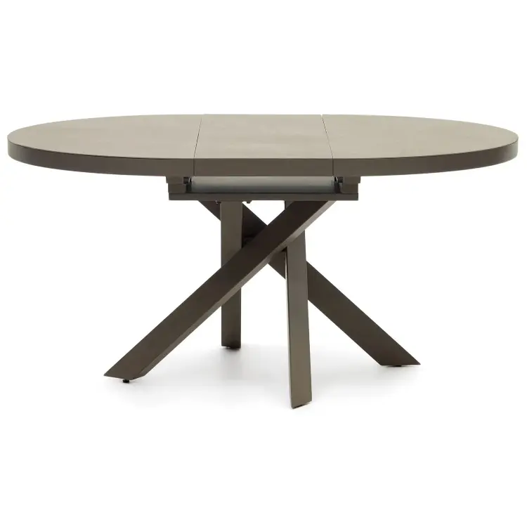 Vashti Круглый раздвижной стол из керамики и стали с коричневой отделкой Ø 120(160) см