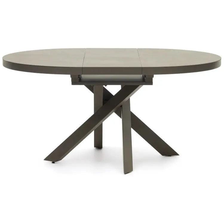 Vashti Круглый раздвижной стол из керамики и стали с коричневой отделкой Ø 120(160) см