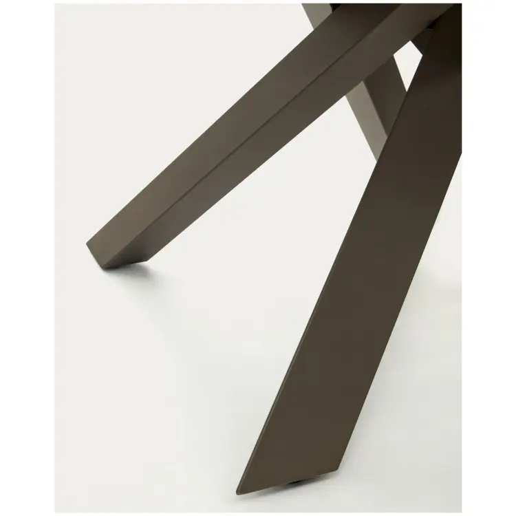 Vashti Круглый раздвижной стол из керамики и стали с коричневой отделкой Ø 120(160) см