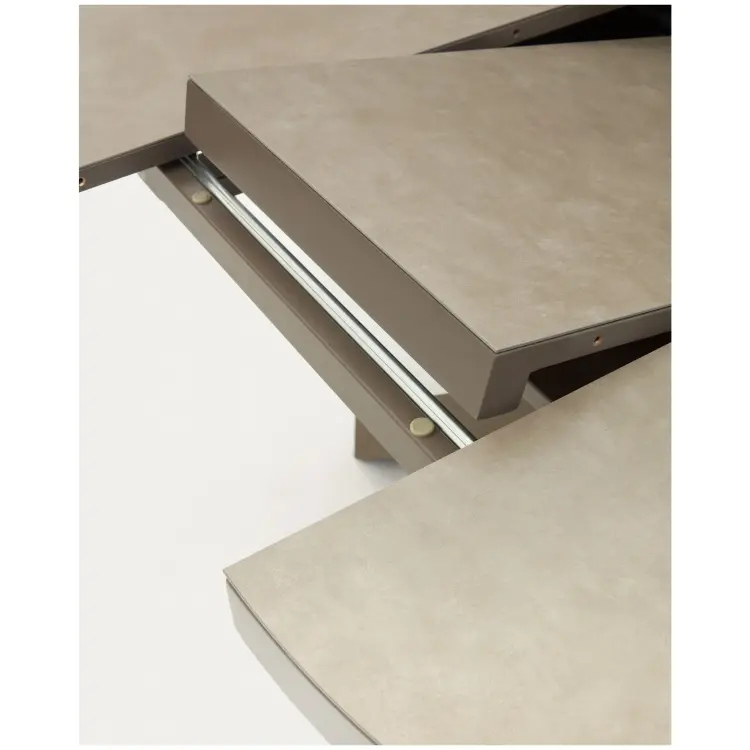 Vashti Круглый раздвижной стол из керамики и стали с коричневой отделкой Ø 120(160) см