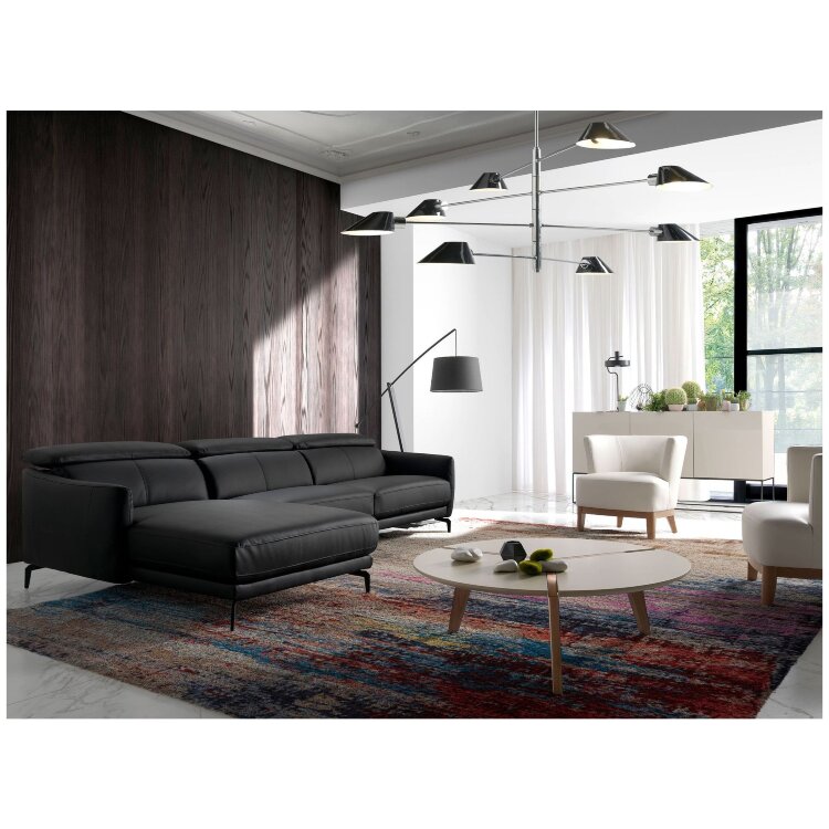 Угловой диван 5359-L /6040 черный кожаный