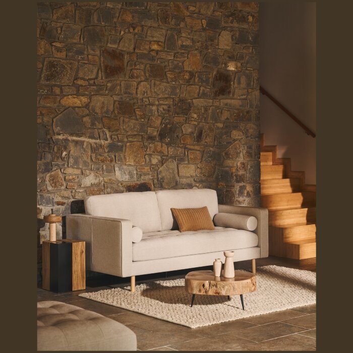 Debra 2-местный диван из перламутровой синели с ножками натурального цвета