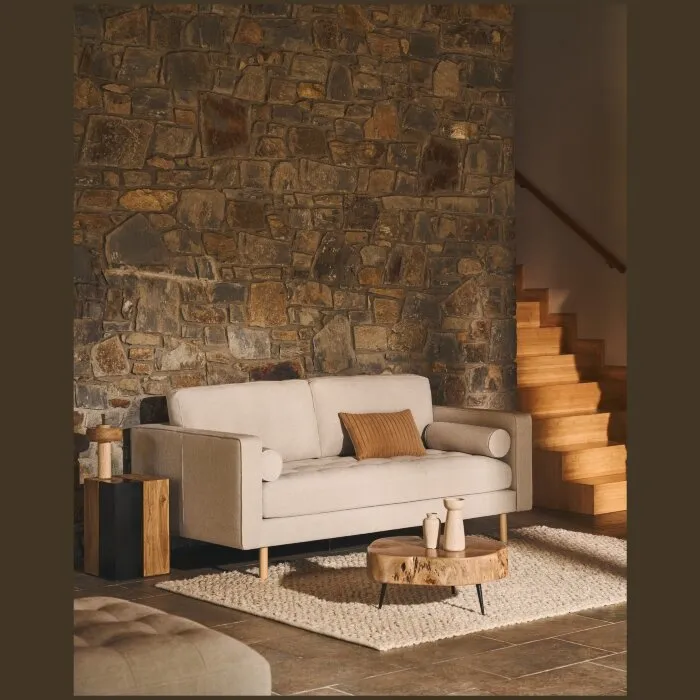 Debra 2-местный диван из перламутровой синели с ножками натурального цвета