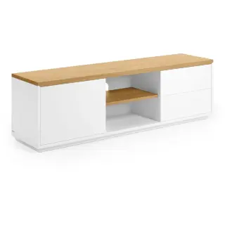 Тумба под ТВ Abilen шпон дуба и белый лак 150 x 44 cm