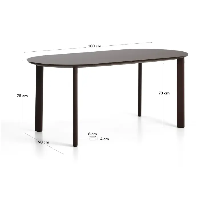 Уличный стол Erice из алюминия и закаленного стекла коричневого цвета, 180 x 90 см