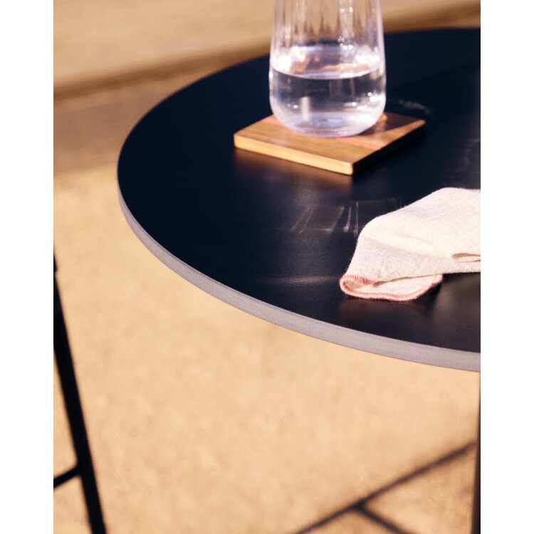 Esilda высокий круглый садовый стол черный с черной металлической основой Ø 60x96 см