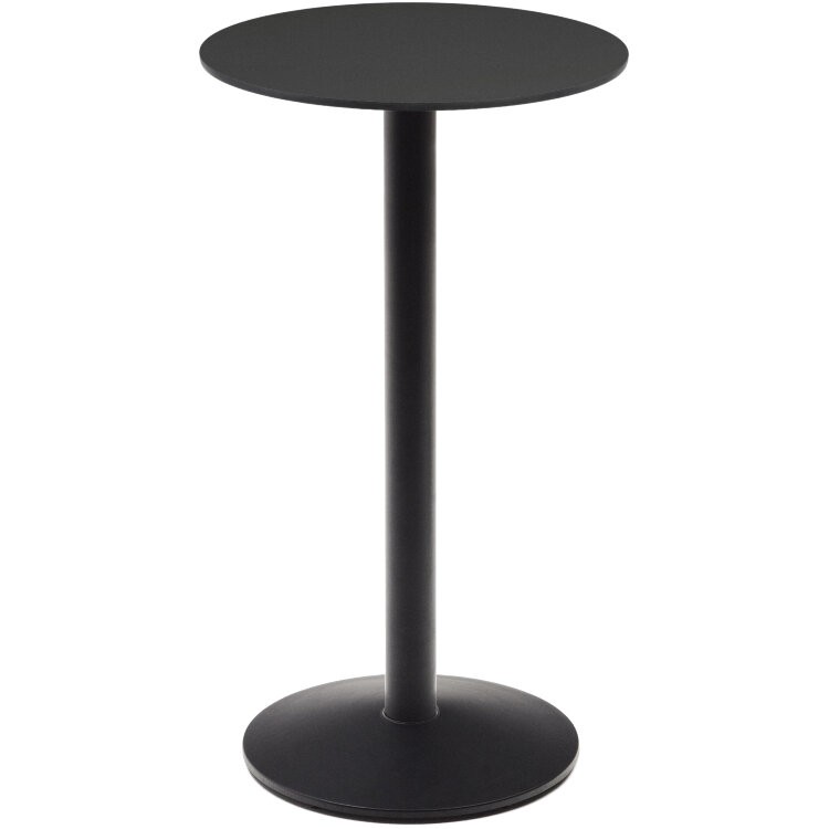 Esilda высокий круглый садовый стол черный с черной металлической основой Ø 60x96 см