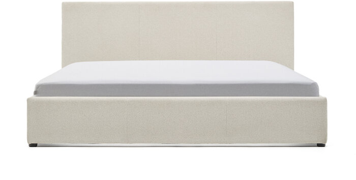 Кровать Nahiri бежевого цвета из шенилла с ящиком для хранения 180 x 200 см