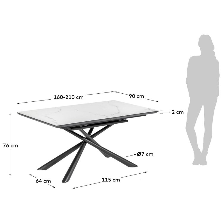 Раздвижной стол Theone 160 (210) x 90 cm керамика