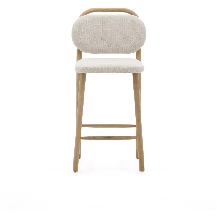 Полубарный стул Helda из бежевого шенилла и массива дуба FSC 65 см