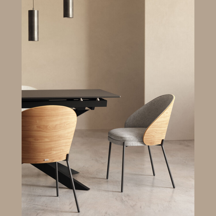 Стул Eamy светло-серый из шпона ясеня с натуральной отделкой