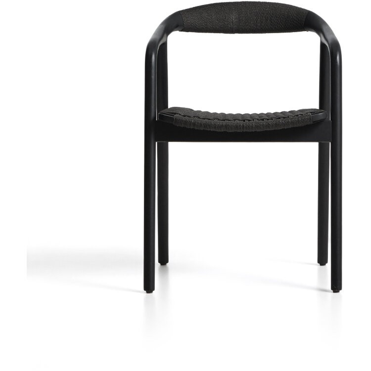 Уличный стул Derile из массива дуба и веревки в черной отделке