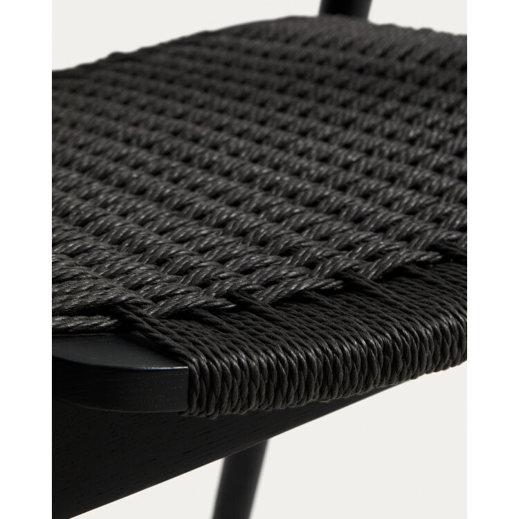 Уличный стул Derile из массива дуба и веревки в черной отделке