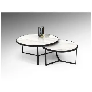 Набор столиков Naira из меламина с отделкой белый мрамор