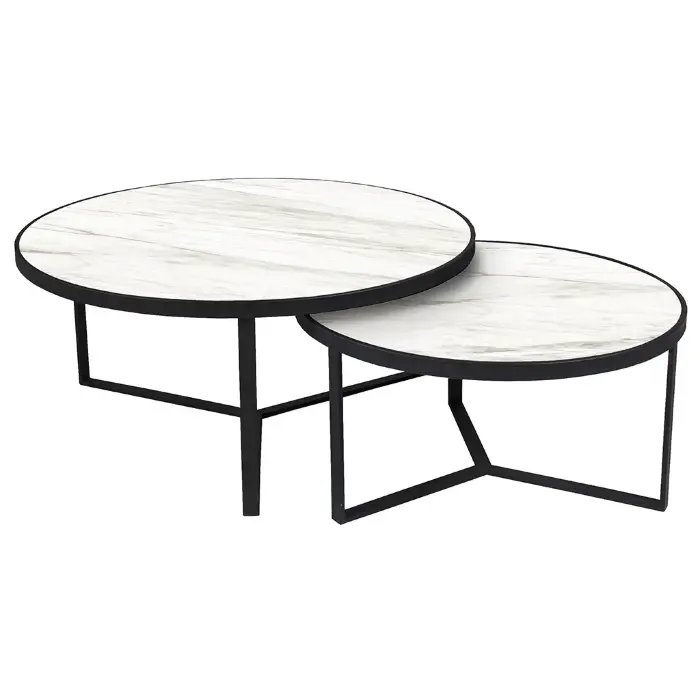 Набор столиков Naira из меламина с отделкой белый мрамор