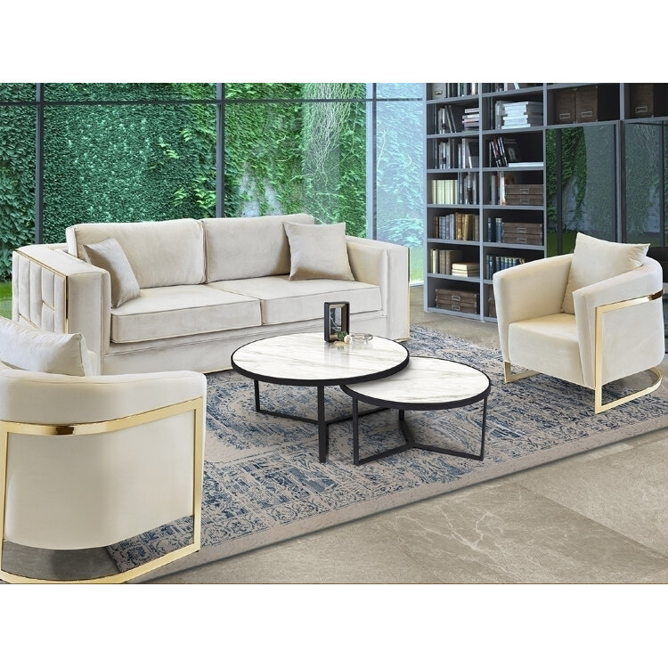 Набор столиков Naira из меламина с отделкой белый мрамор