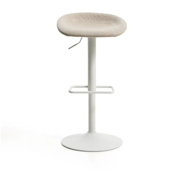 Барный табурет Danua из бежевой синели и матовой стали, 68-89 см
