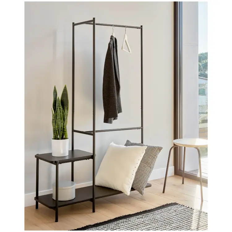 Вешалка для одежды Galatia из меламина и металла со скамьей