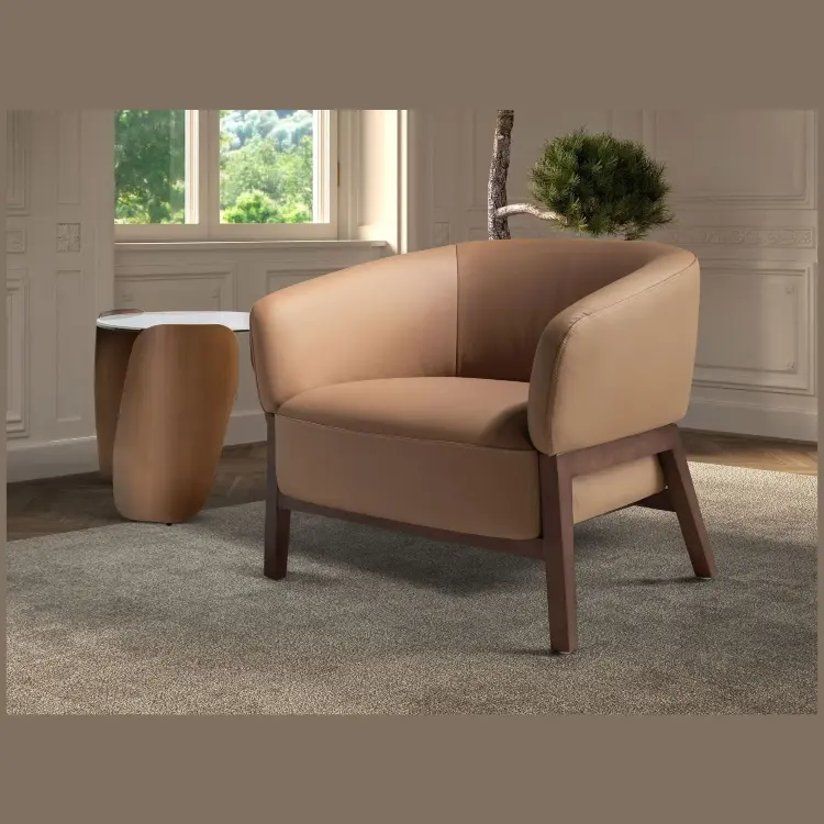 Коричневое кожаное кресло 5189