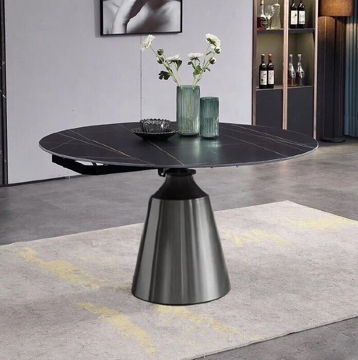 Стол обеденный раскладной круглый YODA Black