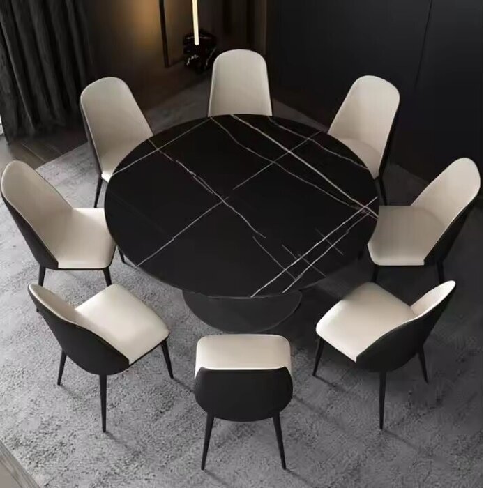 Стол обеденный раскладной круглый YODA Black