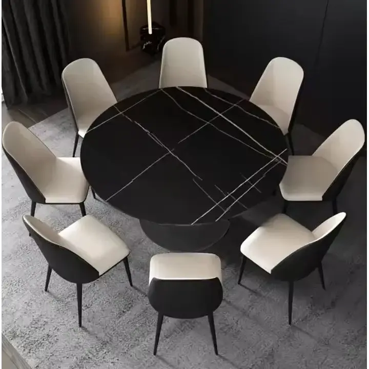 Стол обеденный раскладной круглый YODA Black