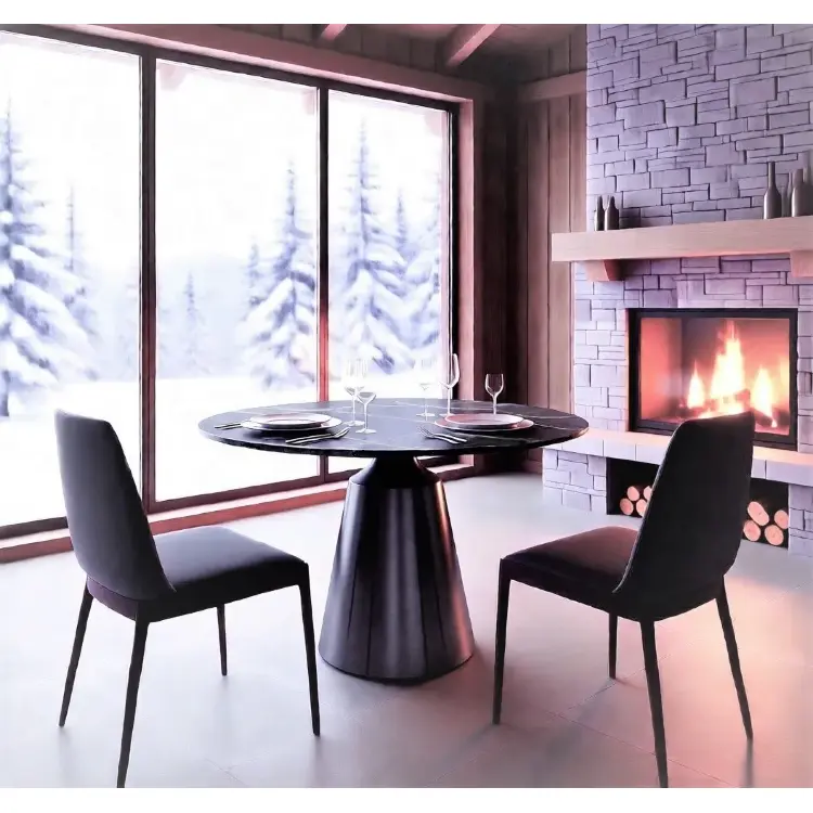 Стол обеденный раскладной круглый YODA Black