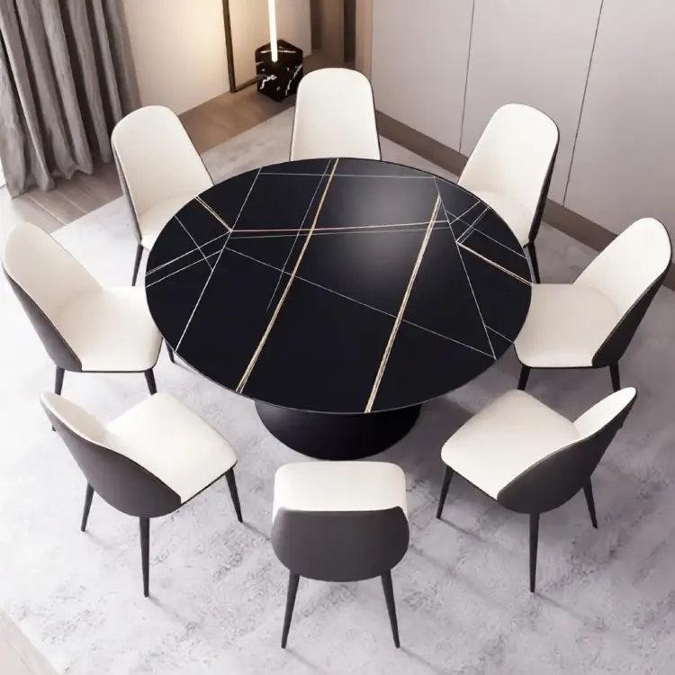 Стол обеденный раскладной круглый YODA Black