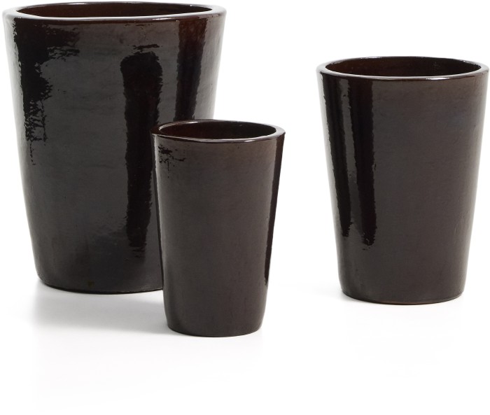 Набор из 3 кашпо Rotja с глазурованной гранатовой отделкой, диаметр 26 / 35 / 47 см