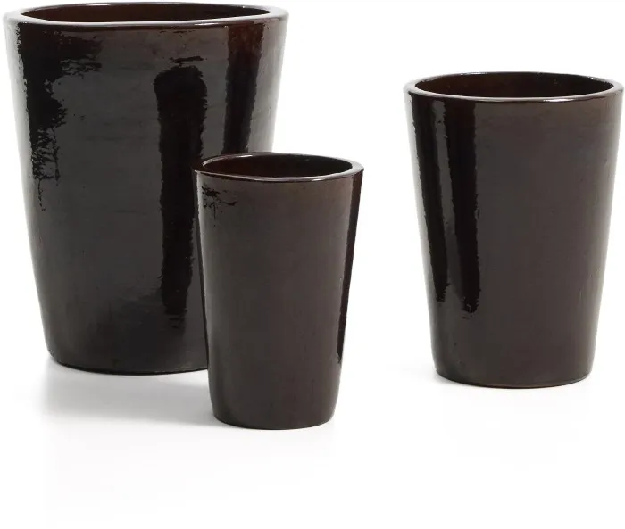 Набор из 3 кашпо Rotja с глазурованной гранатовой отделкой, диаметр 26 / 35 / 47 см