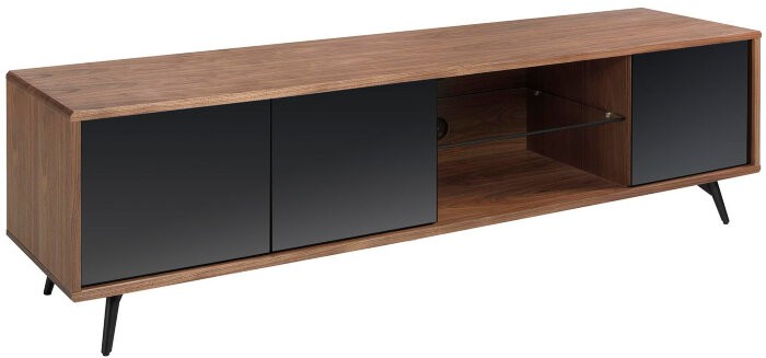 Тумба под телевизор 3223/1403-F-180 из орехового дерева и черного зеркального стекла