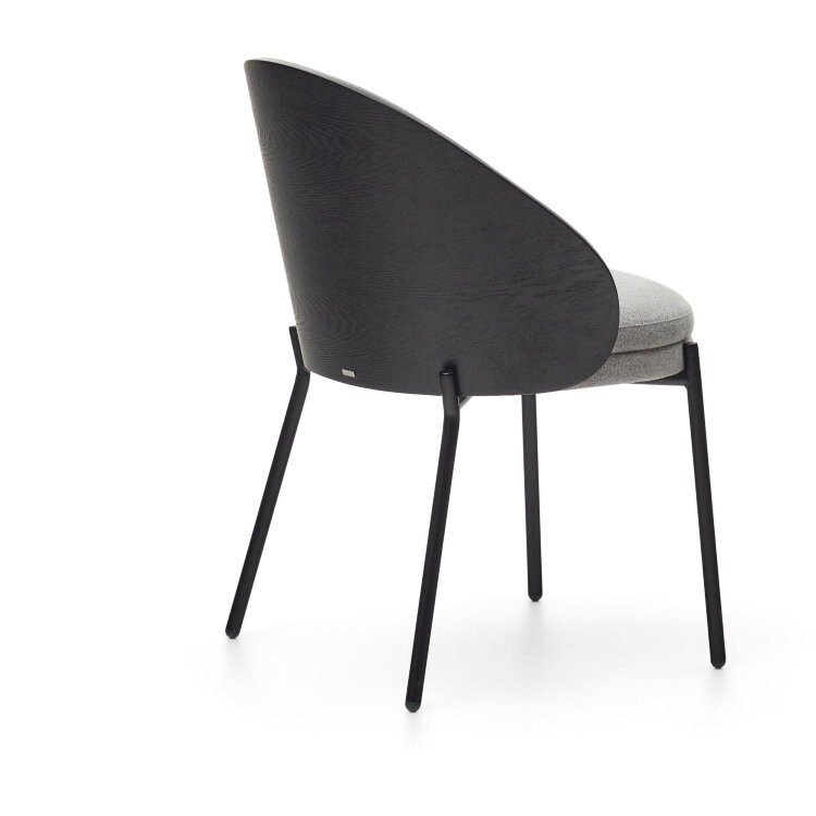 Стул Eamy светло-серый из шпона ясеня с черной отделкой