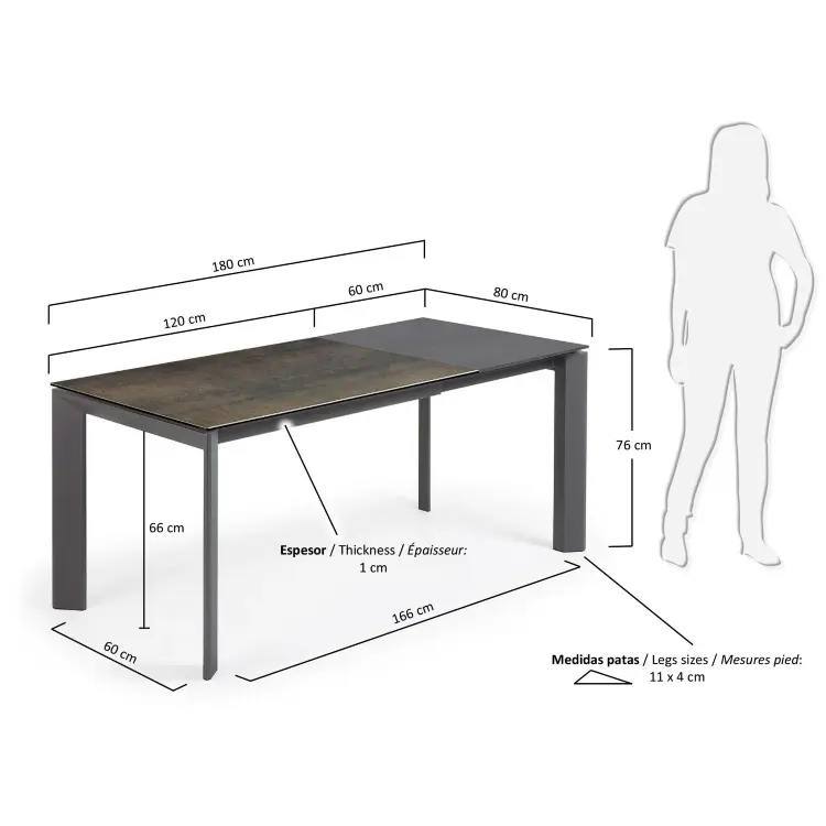Обеденный стол Atta керамика, коричневый