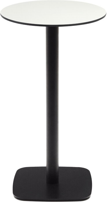 Dina высокий круглый садовый стол белый с черной металлической основой Ø 60x96 см