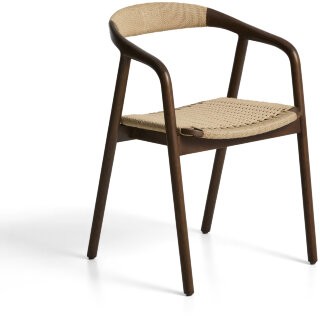 Уличный стул Derile из массива дуба в отделке орех и бежевой веревки
