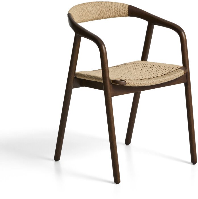 Уличный стул Derile из массива дуба в отделке орех и бежевой веревки