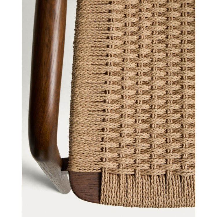 Уличный стул Derile из массива дуба в отделке орех и бежевой веревки