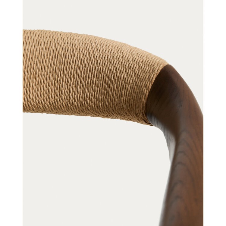Уличный стул Derile из массива дуба в отделке орех и бежевой веревки