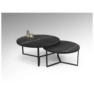 Набор столиков Naira из меламина с отделкой черный мрамор