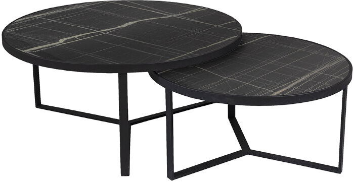 Набор столиков Naira из меламина с отделкой черный мрамор