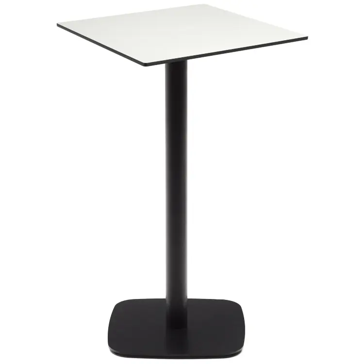 Высокий садовый столик Dina белый на черном металлическом основании 60 x 60 x 96 см