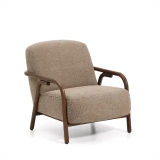 Кресло Sylo из серо-коричневого шенилла и ясеня с отделкой цвета орех