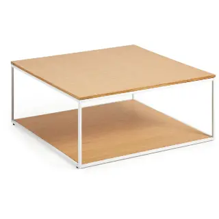 Yoana Журнальный столик из дубового шпона и белого металла 80 x 80 см