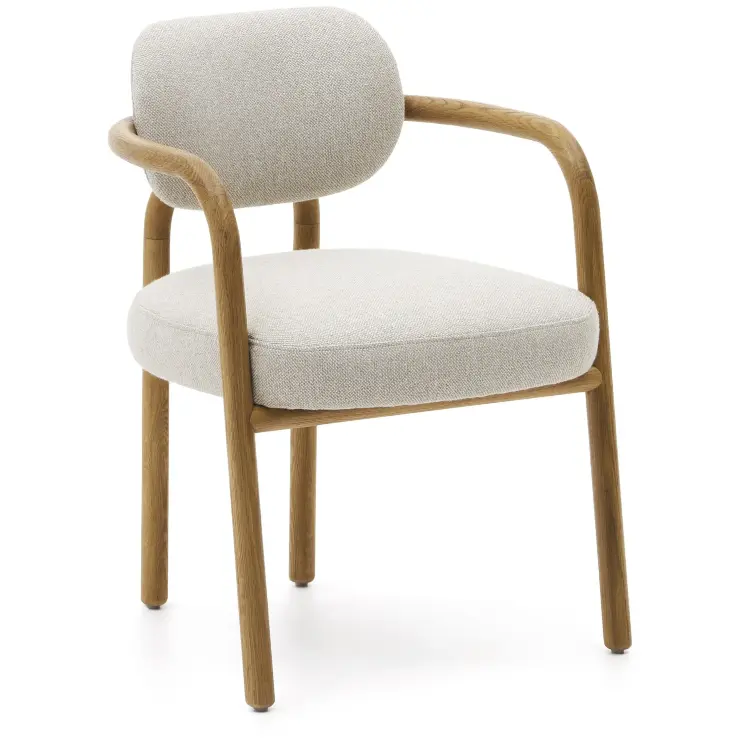 Melqui Бежевый стул из массива дуба с натуральной отделкой