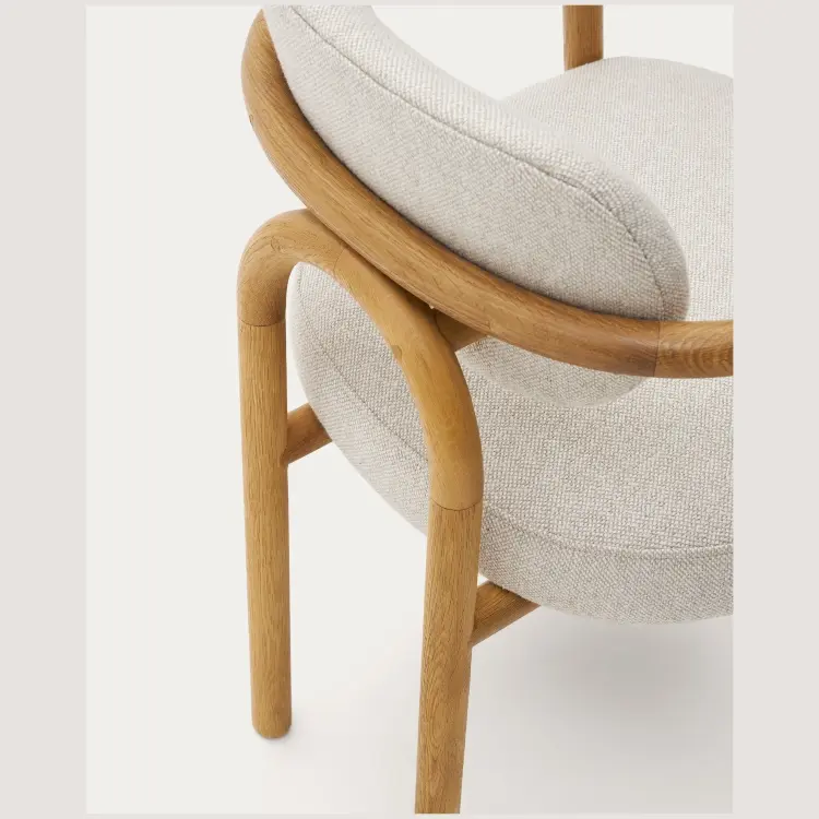 Melqui Бежевый стул из массива дуба с натуральной отделкой