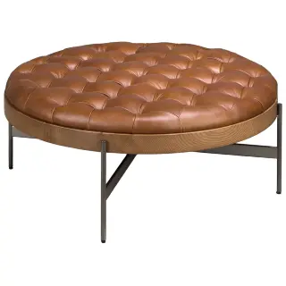 Круглый журнальный столик 2147 из темно-коричневой кожи