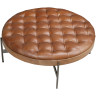 Круглый журнальный столик 2147 из темно-коричневой кожи