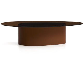 Журнальный столик Olir из коричневой стали и стекла 140 x 80 см