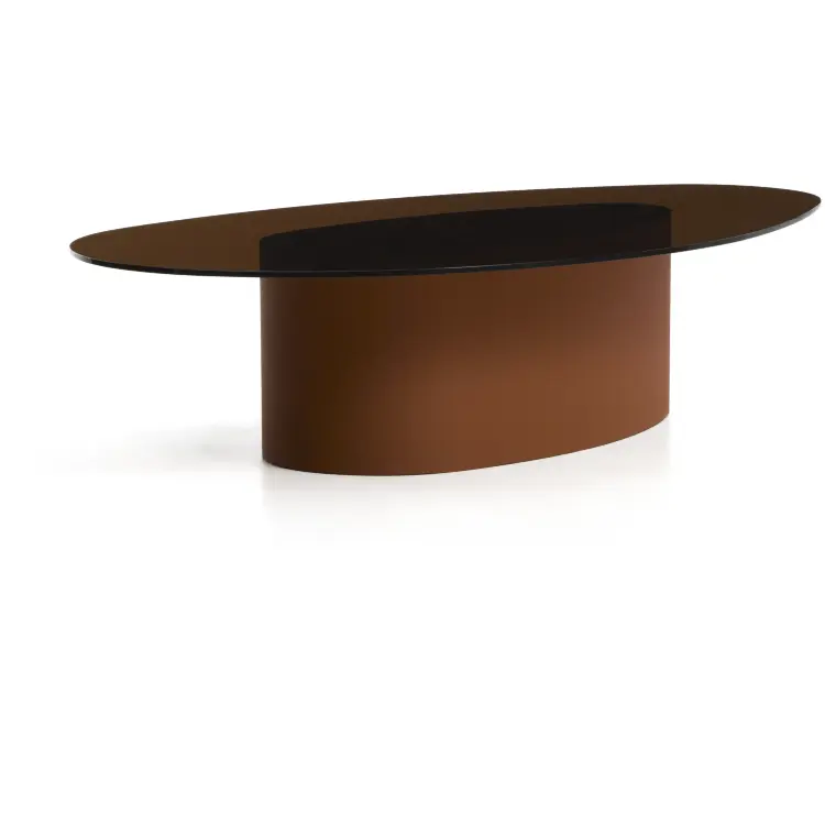 Журнальный столик Olir из коричневой стали и стекла 140 x 80 см